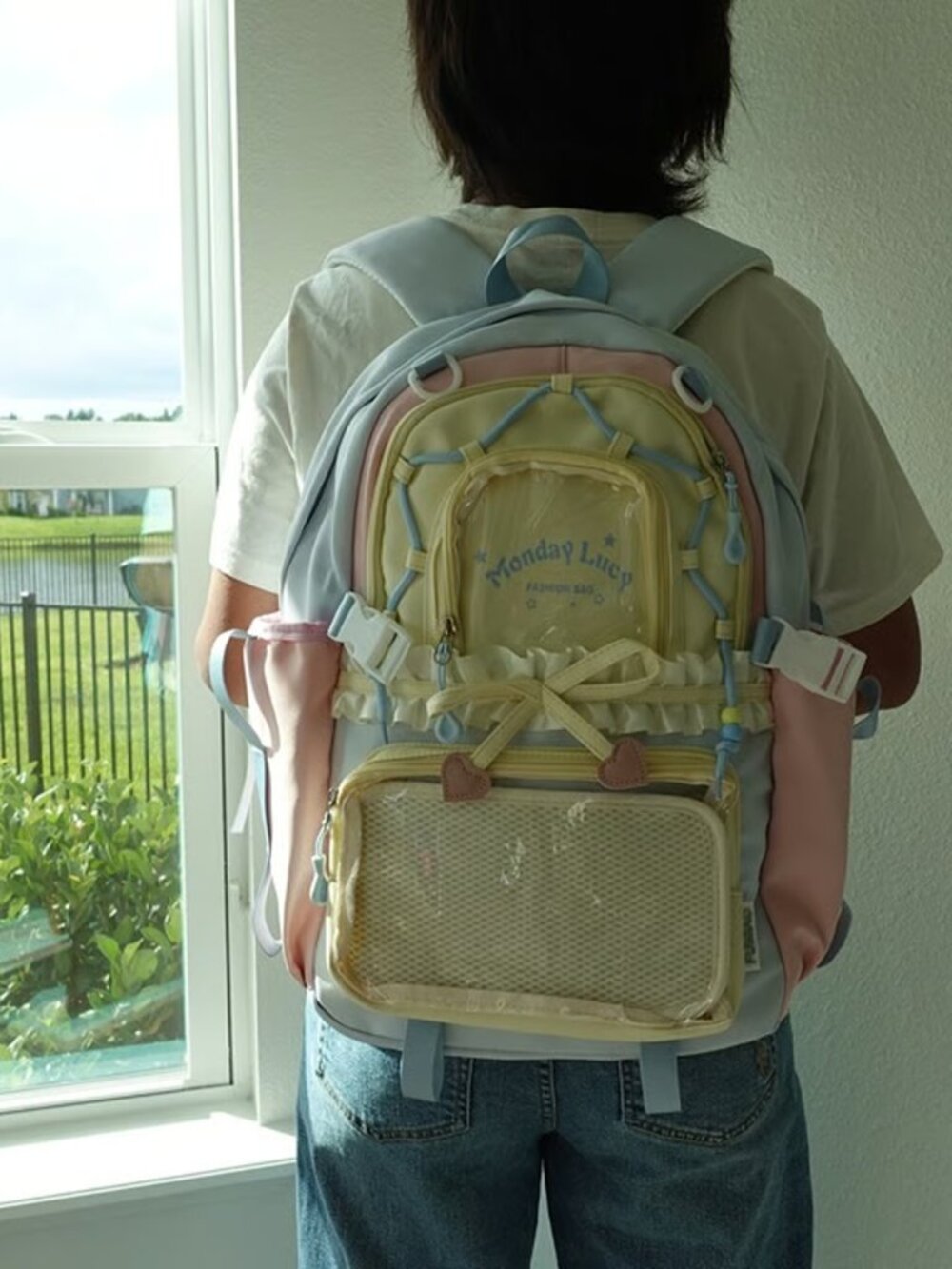 Kawaii Ita Backpack Bag Large Capacity Y2K Cute School Travel Bag Pink Itabag